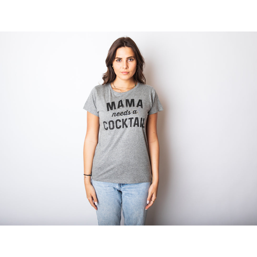 Womens Mama Needs A Cocktail T shirt Funny Mom Life Graphic Sarcastic Cute tee Image 2