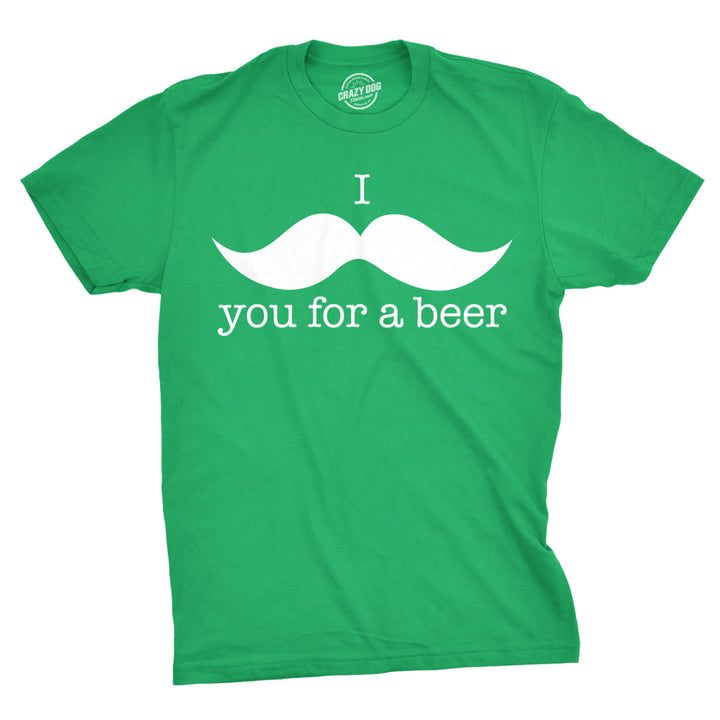 I Mustache You For A Beer T Shirt Funny St Patricks Day Shamrock Drinking Tee Image 1