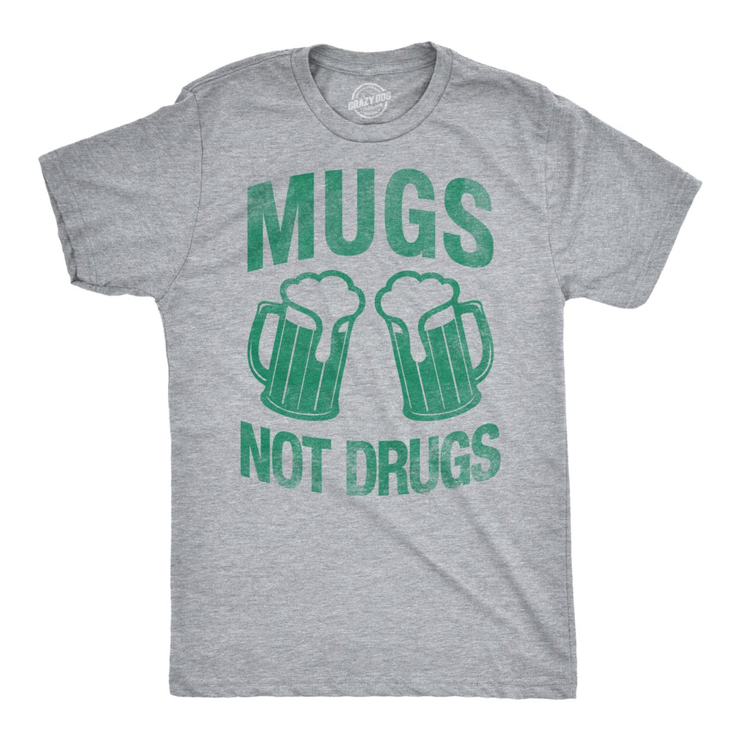 Mens Mugs Not Drugs Funny Drinking T-Shirt Beer Party Bar Tee Image 1