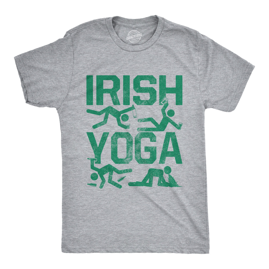 Mens Irish Yoga T Shirt Funny Saint Patricks Day Drinking Tee St Patty Graphic Image 1