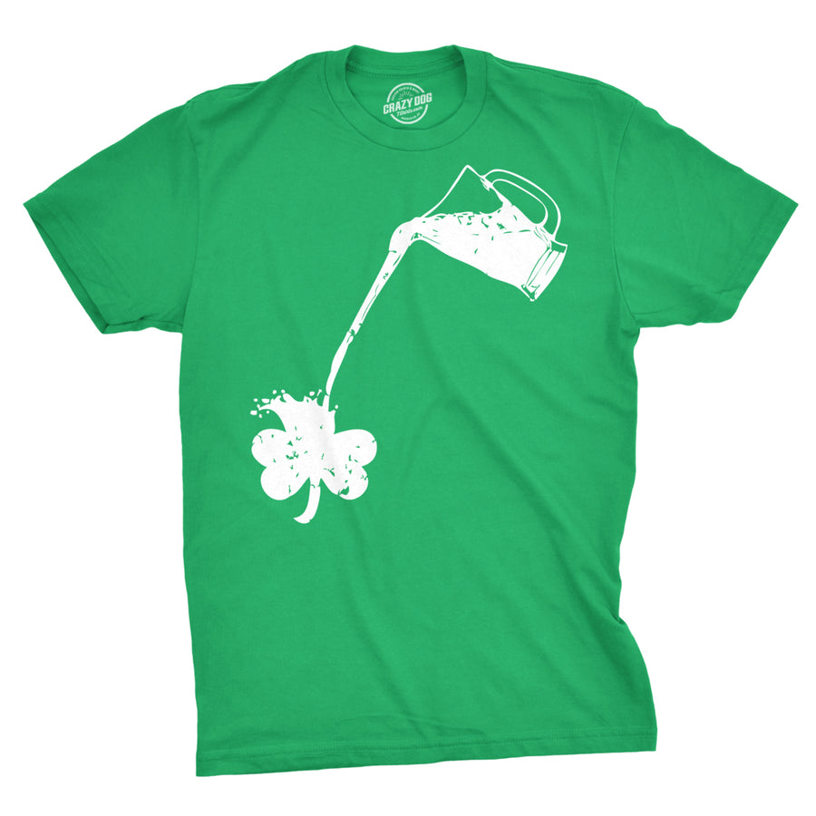 Pouring Shamrock T Shirt Funny Rainbow Drinking St Saint Patricks Day Cool Tee Image 1