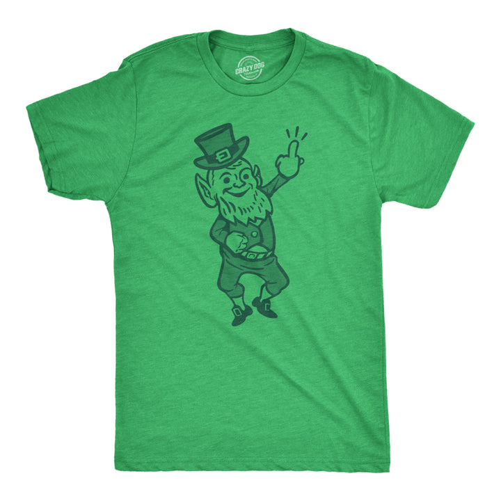 Mens Leprechaun Middle Finger Offensive Saint Patricks Day T-Shirt Crazy Design Image 1