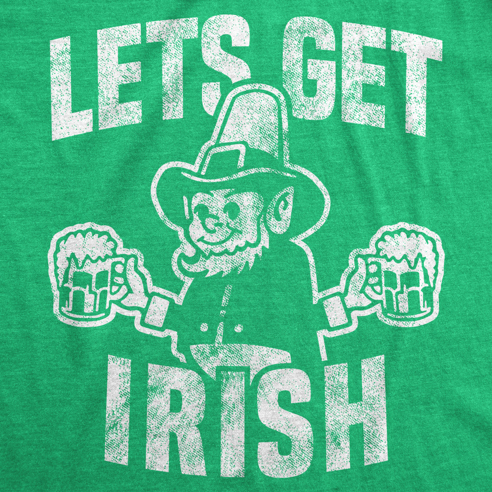 Mens Lets Get Irish T shirt Funny St Patricks Day Leprechaun Green Novelty Tee Image 2