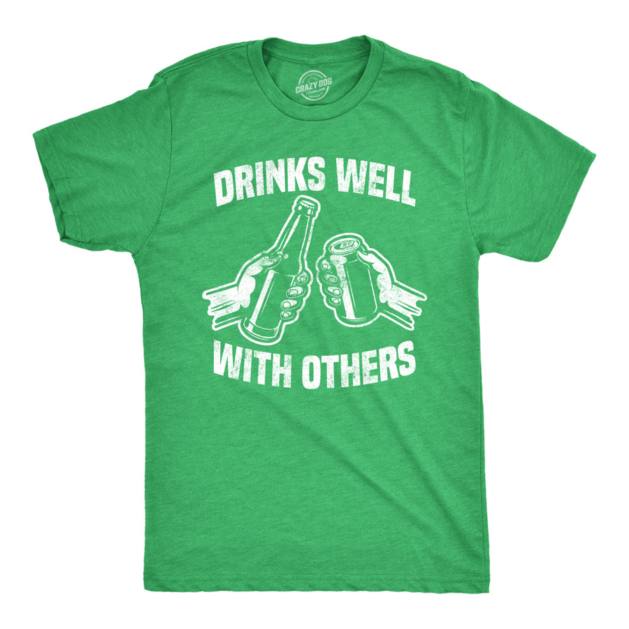 Mens Drinks Well With Others T shirt Cool St Patricks Day Funny Vintage Top Image 1