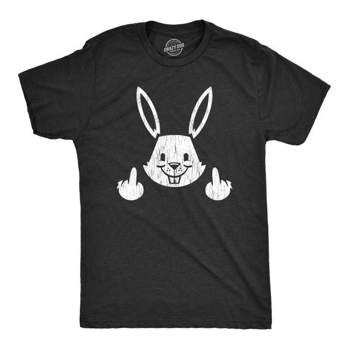 Mens Bunny Giving the Finger T shirt Funny Easter Graphic Cool Novelty Tee Image 1