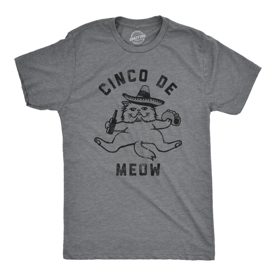 Mens Cinco De Meow Funny Cat T-Shirt Hilarious Graphic Tee Image 1