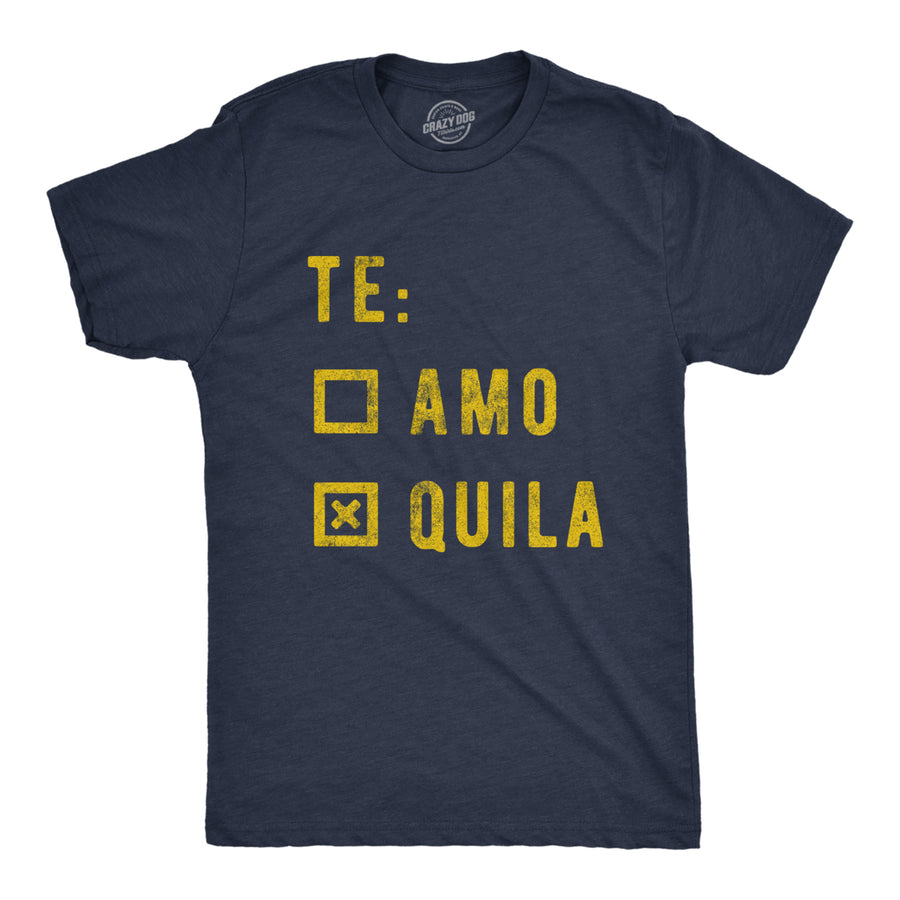 Mens Te amo Tequila Tshirt Funny Taco Tuesday Margarita Graphic Tee Image 1