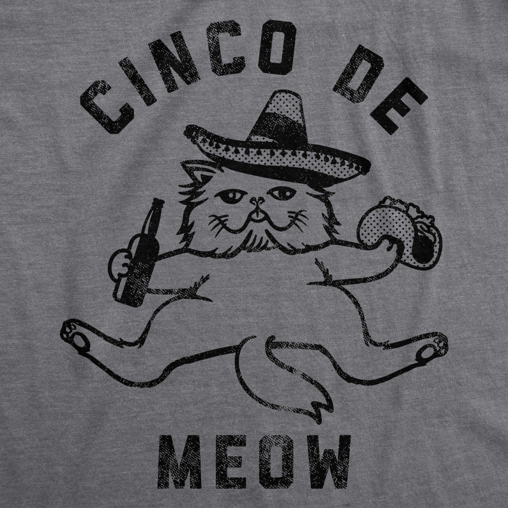 Mens Cinco De Meow Funny Cat T-Shirt Hilarious Graphic Tee Image 2