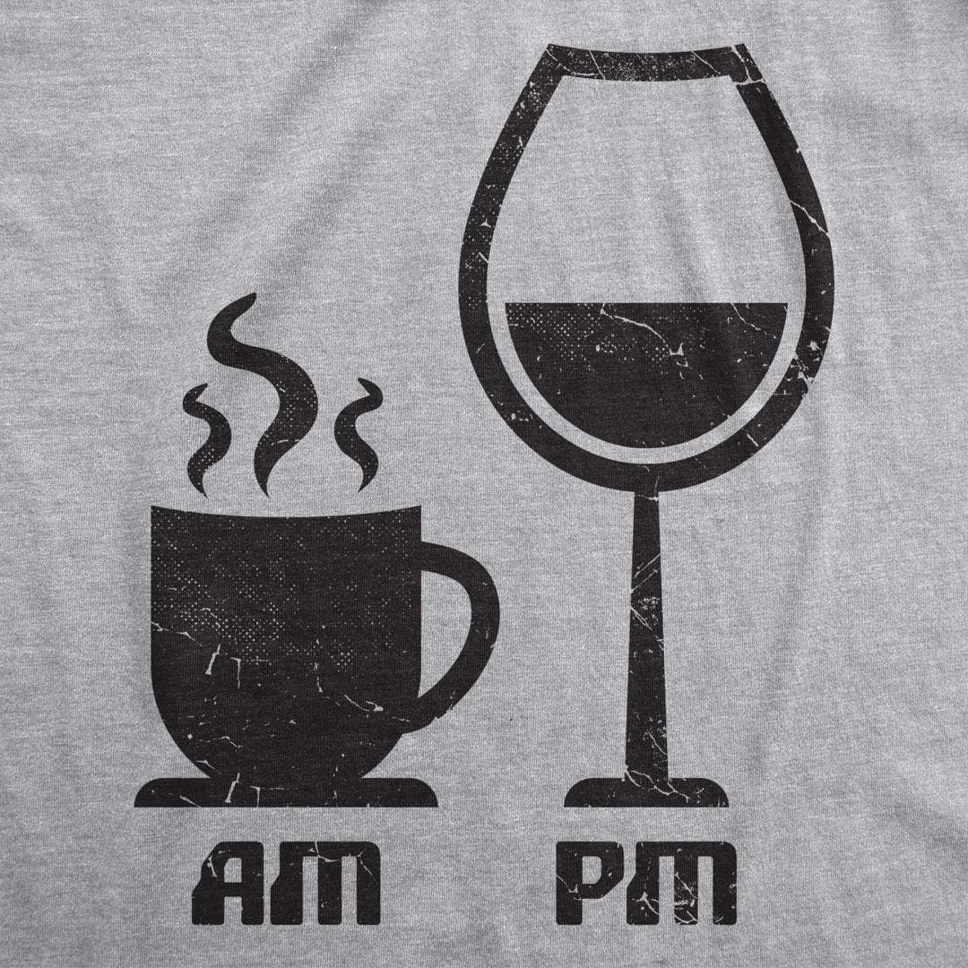 Mens AM Coffee PM Wine Tshirt Funny Drinking Tee Image 2