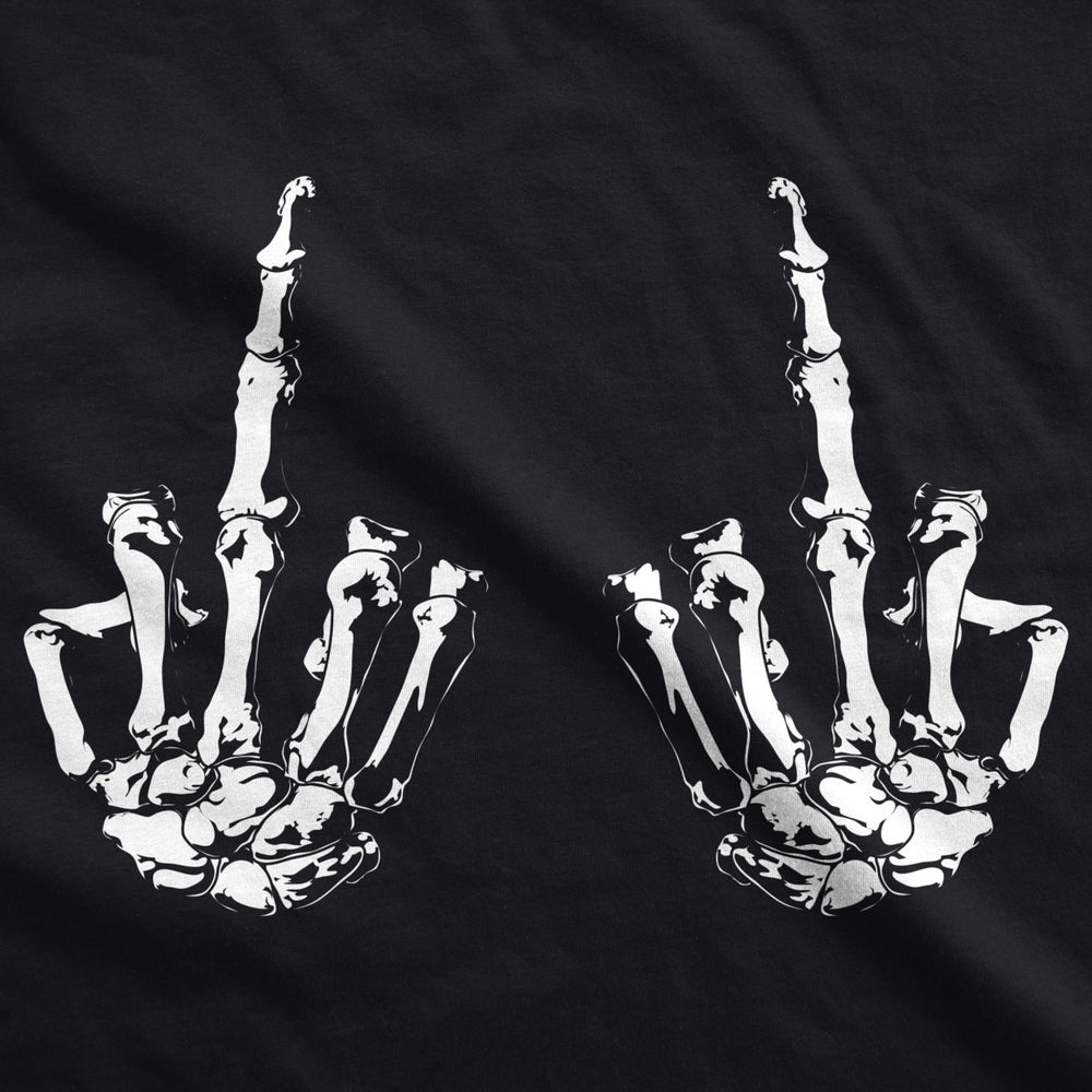 Mens Flipping The Bones Tshirt Funny Halloween Halloween Skeleton Hands Middle Finger Tee Image 2