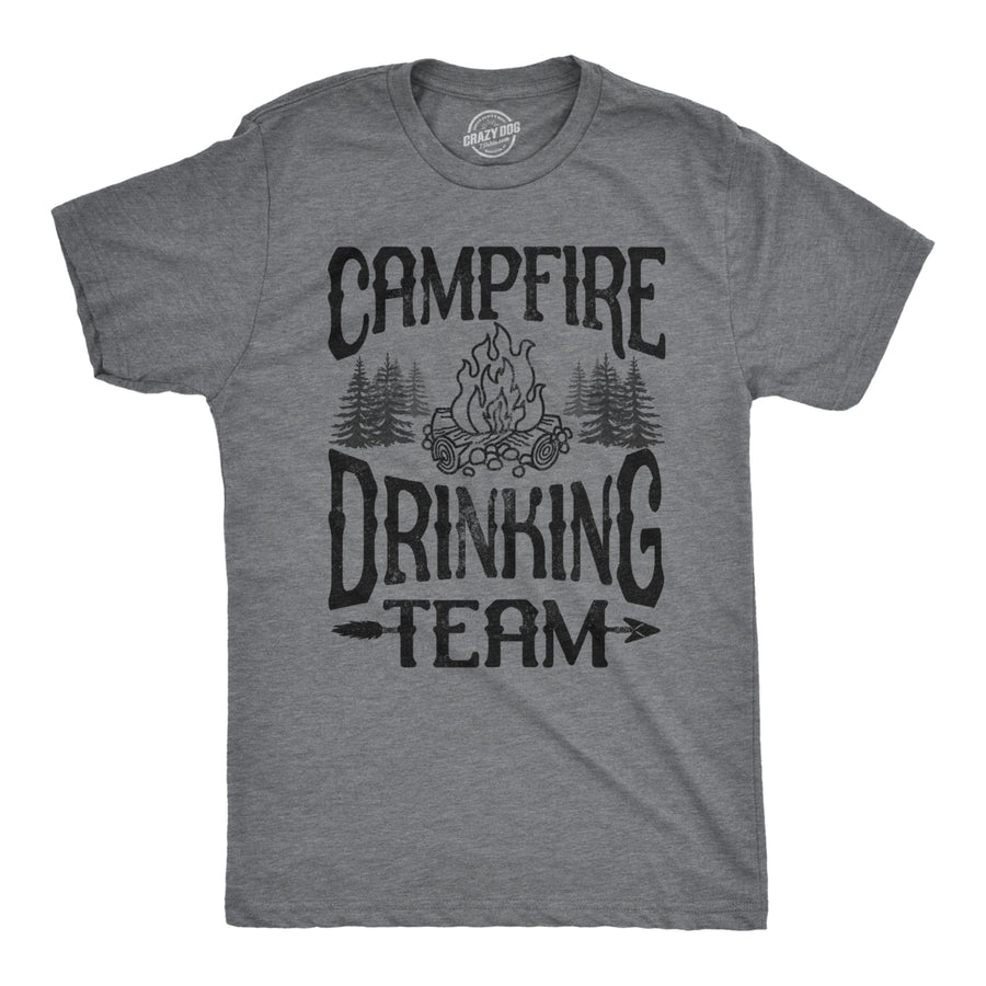 Mens Campfire Drinking Team Tshirt Funny Camping Party Tee Image 1