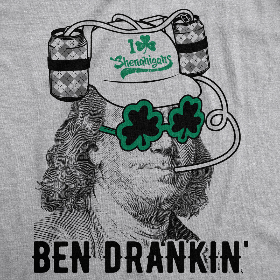 Mens Ben Drankin T Shirt Funny Saint Patricks Day Clover Beer Franklin Irish Tee Image 2