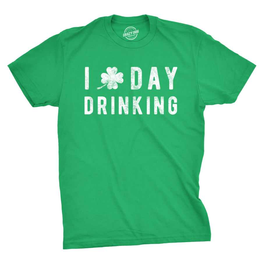 Mens I Clover Day Drinking T Shirt Funny Saint Patricks Day Patty Shamrock Tee Image 1