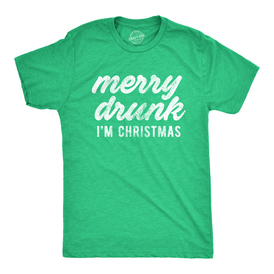 Mens Merry Drunk Im Christmas Tshirt Funny Holiday Season Xmas Graphic Novelty Tee Image 1