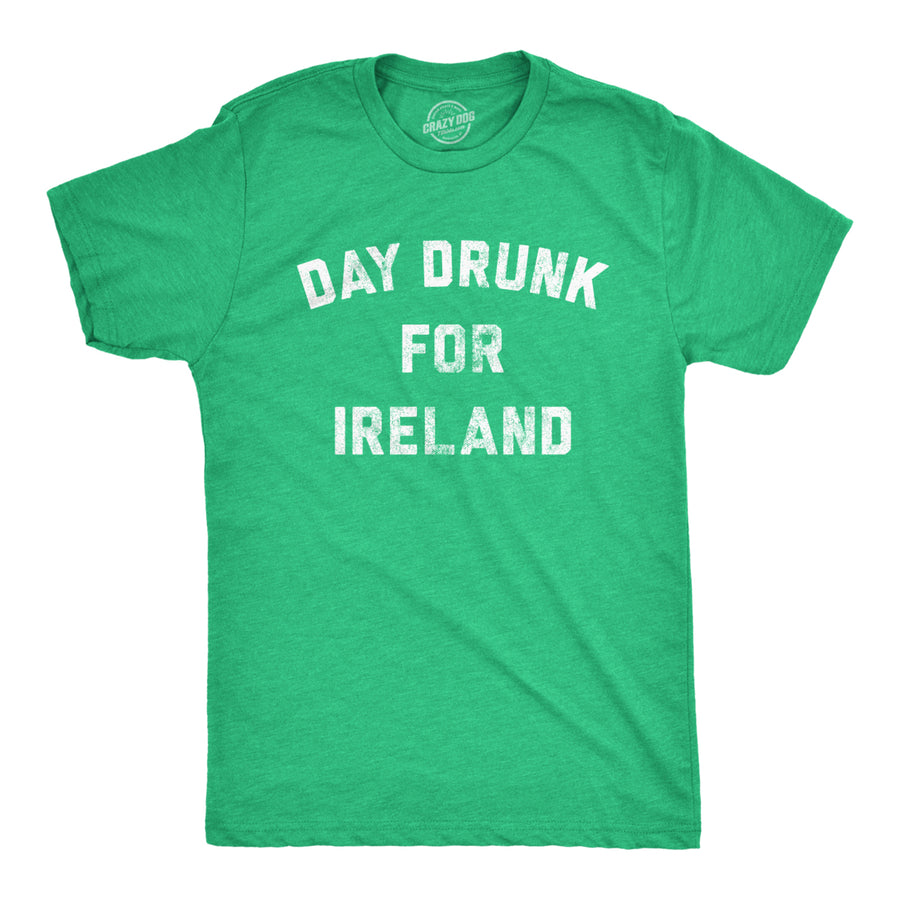 Mens Day Drunk For Ireland Tshirt Funny Irish Pride St Patricks Day Party Tee Image 1