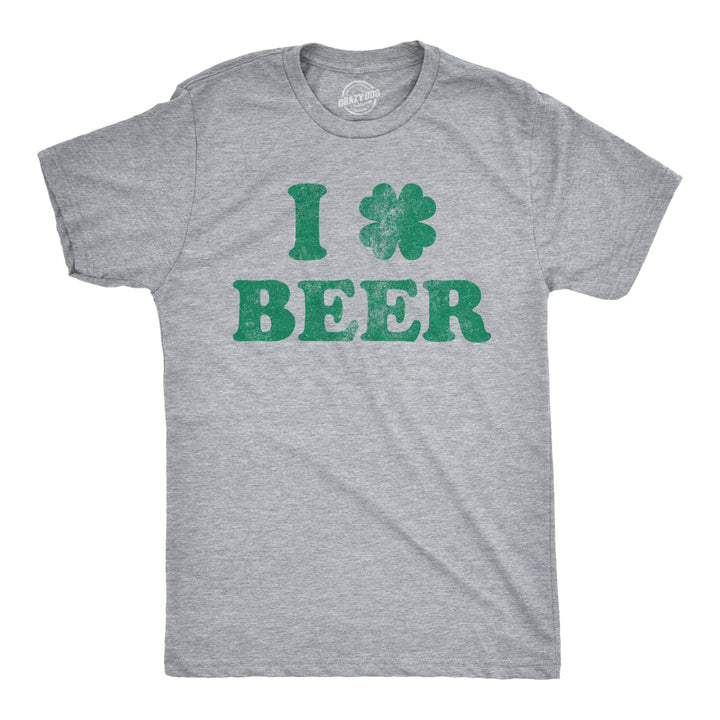 Mens I Clover Beer T Shirt Funny Shamrock St Saint Patricks Day Drinking Tee Image 1