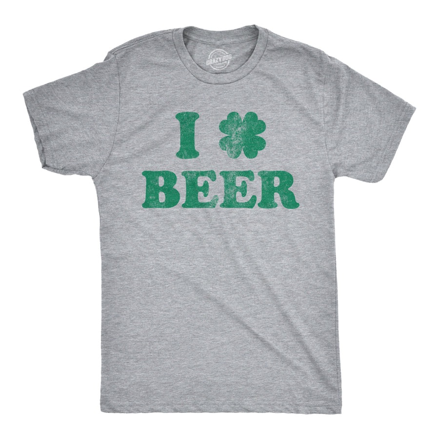 Mens I Clover Beer T Shirt Funny Shamrock St Saint Patricks Day Drinking Tee Image 1