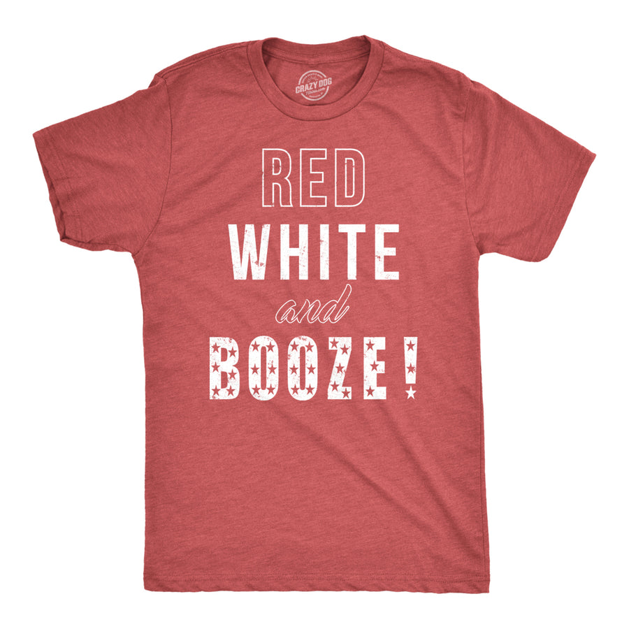 Mens Red White and Booze Funny Drinking Tees USA Hilarious Vintage Novelty T shirt Image 1