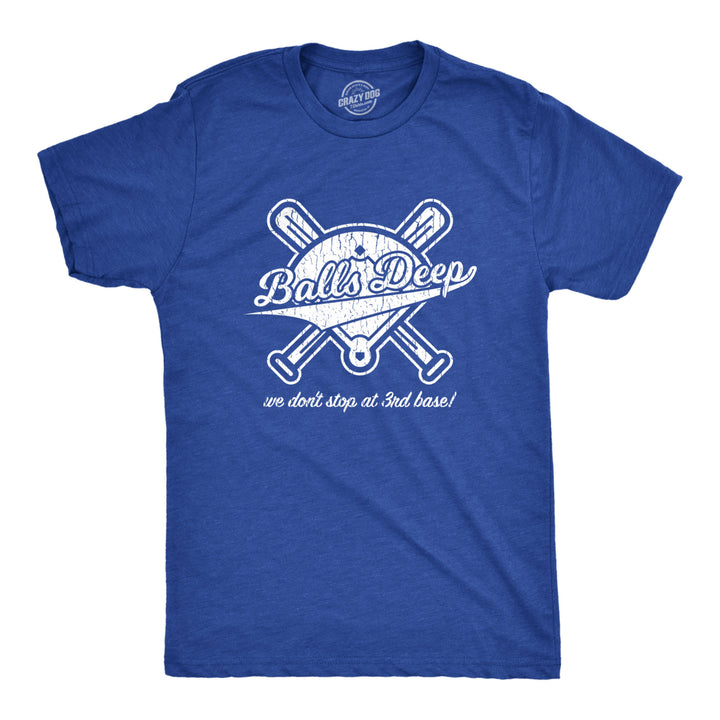 Mens Balls Deep Funny Baseball Shirts Hilarious 3rd Base Offensive Gift Idea T shirt Image 1