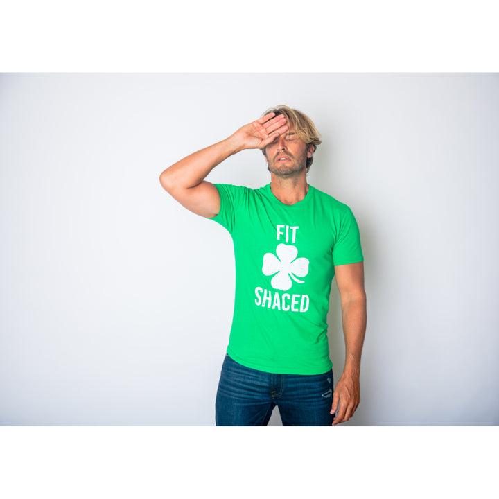 Mens Fit Shaced Funny Irish Clover Shamrock Saint Patricks Day Drinking T Shirt Image 4