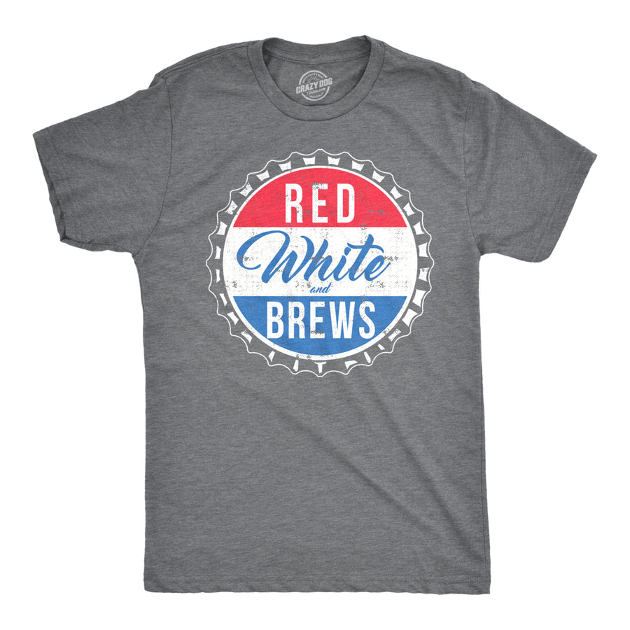 Mens Red White and Brews Funny T shirts Vintage USA Beer Novelty Graphic T shirt Image 1