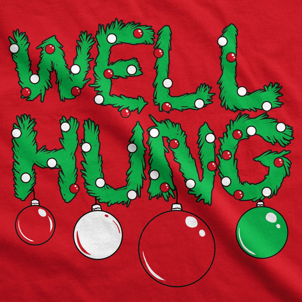 Mens Well Hung T shirt Funny Christmas Tree Ornament Adult Inuendo Tee Image 2