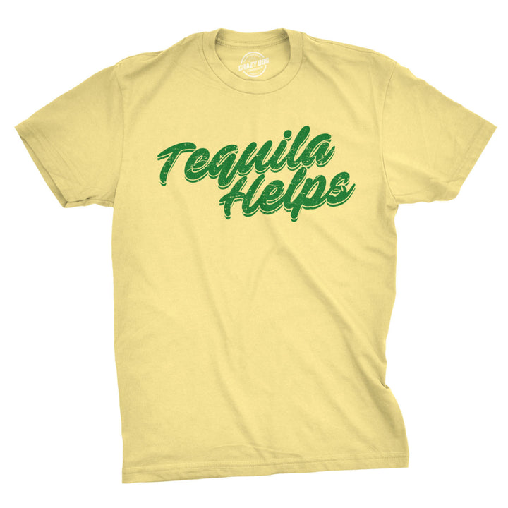 Mens Tequila Helps Tshirt Funny Mexico Drinking Taco Tuesday Margarita T shirt Image 1