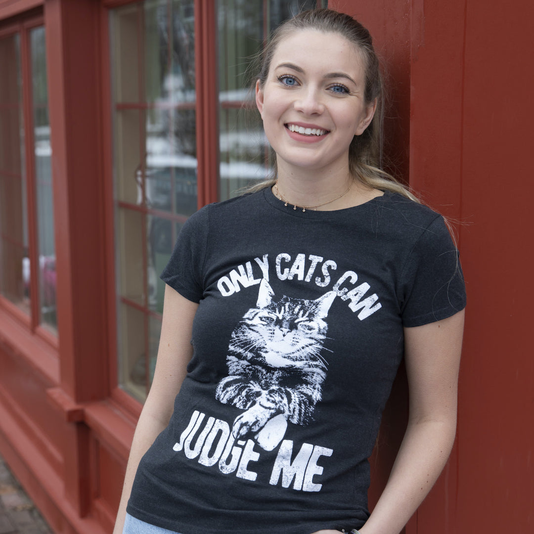 Womens Only Cats Can Judge Me T shirt Funny Cute Pet Mom Kitty Owner Graphic Image 4