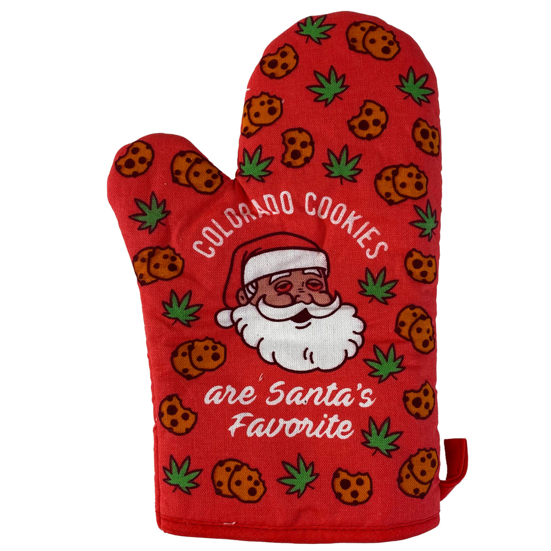 Colorado Cookies Are Santa's Favorite Oven Mitt Funny Weed Pot Edibles Christmas Novelty Kitchen Glove Image 1