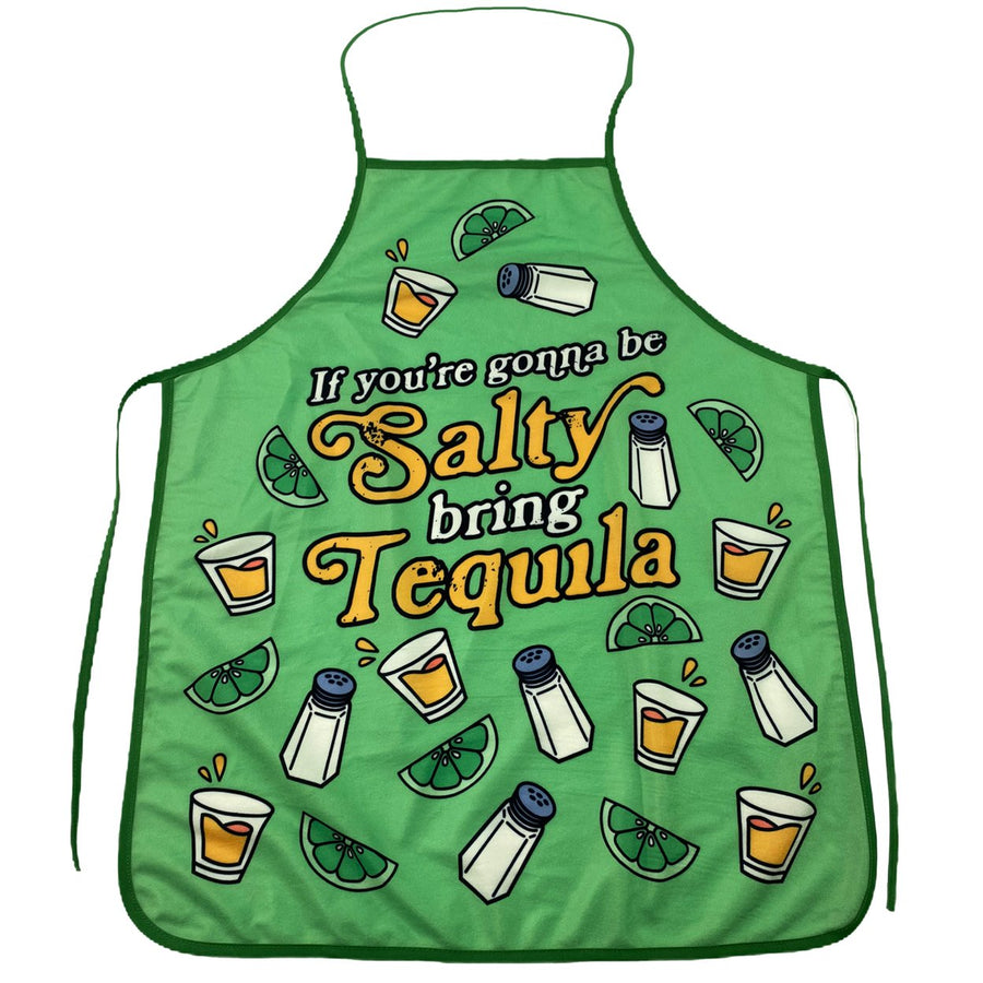 If Youre Gonna Be Salty Bring Tequila Apron Funny Drinking Margarita Kitchen Smock Image 1