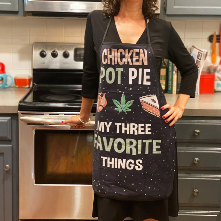 Chicken Pot Pie My Three Favorite Things Apron Funny 420 Baking Kitchen Smock Image 2