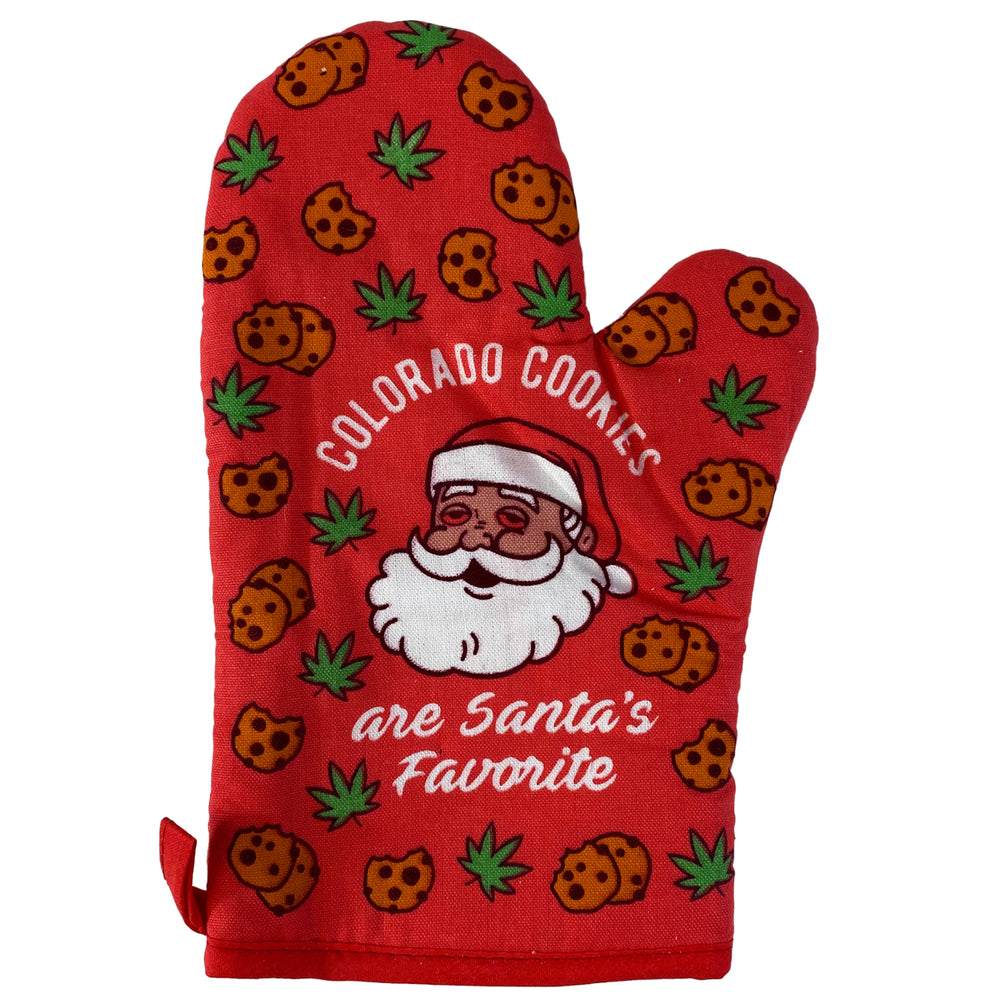 Colorado Cookies Are Santas Favorite Oven Mitt Funny Weed Pot Edibles Christmas Novelty Kitchen Glove Image 2