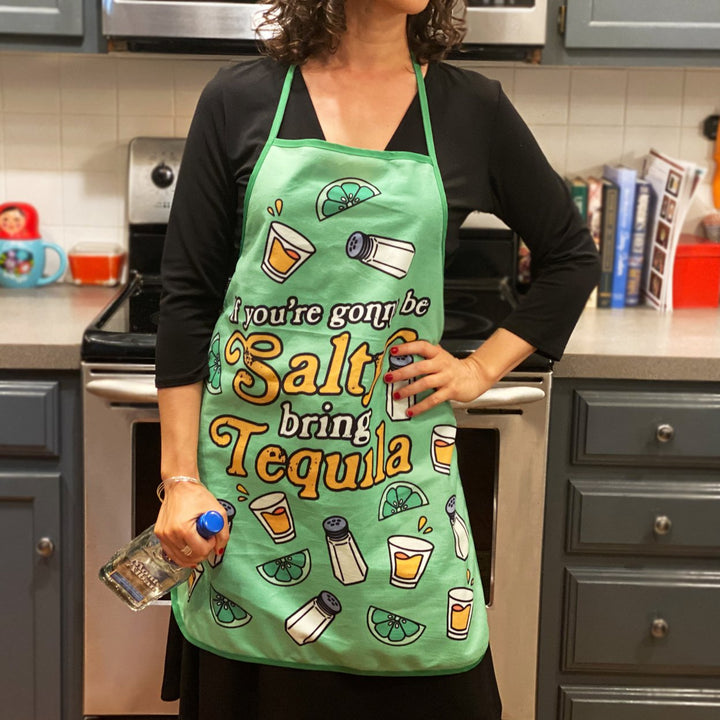 If Youre Gonna Be Salty Bring Tequila Apron Funny Drinking Margarita Kitchen Smock Image 2