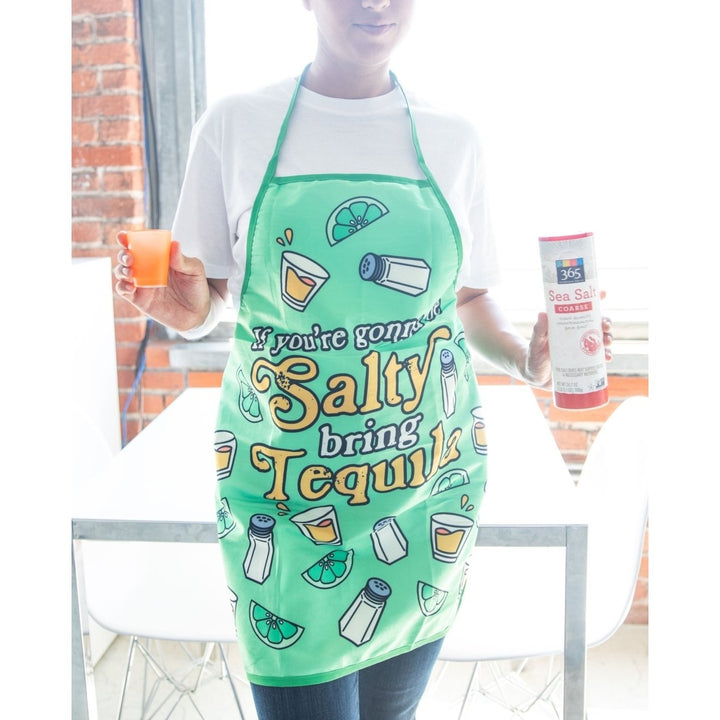 If Youre Gonna Be Salty Bring Tequila Apron Funny Drinking Margarita Kitchen Smock Image 4