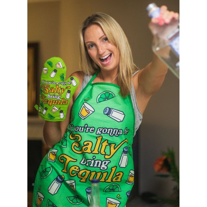 If Youre Gonna Be Salty Bring Tequila Apron Funny Drinking Margarita Kitchen Smock Image 7