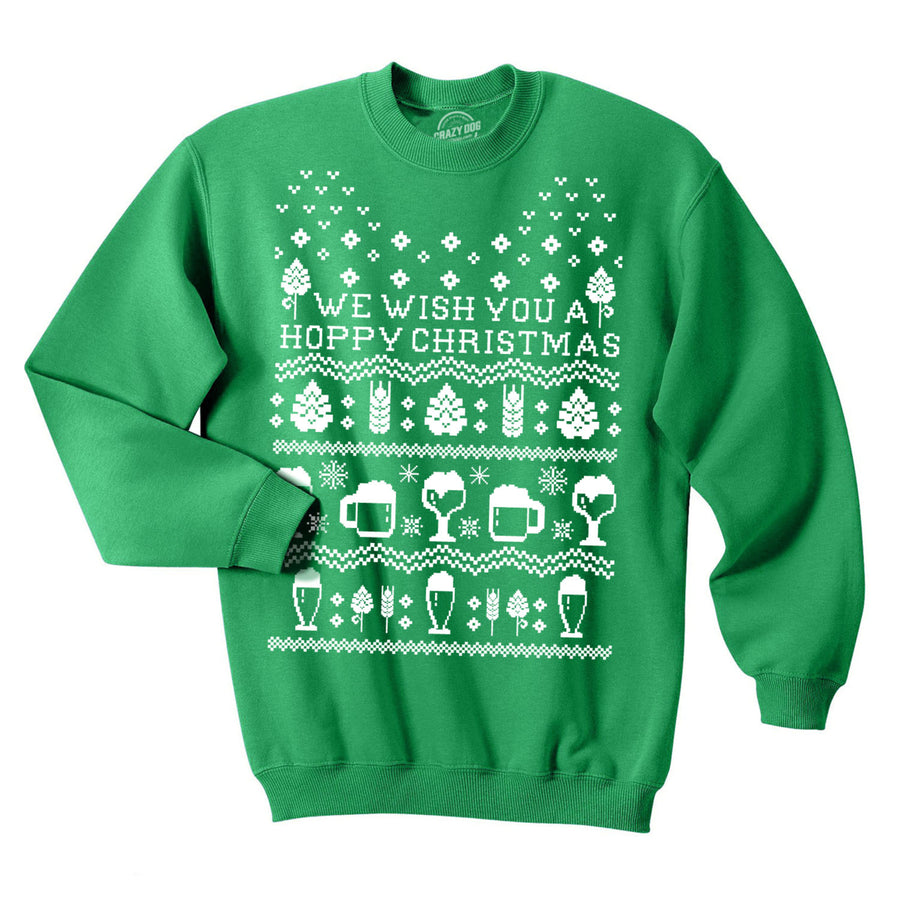 Unisex Hoppy Christmas Sweatshirt Beer Ugly Sweater Sarcastic Cool Party Gift Image 1