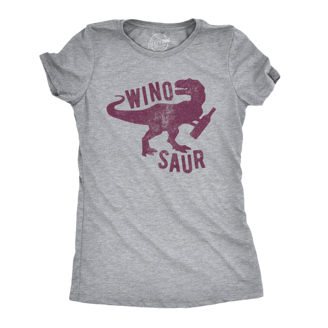 Womens Winosaur T shirt Funny Wine Lover Drinking Vintage Graphic Image 1