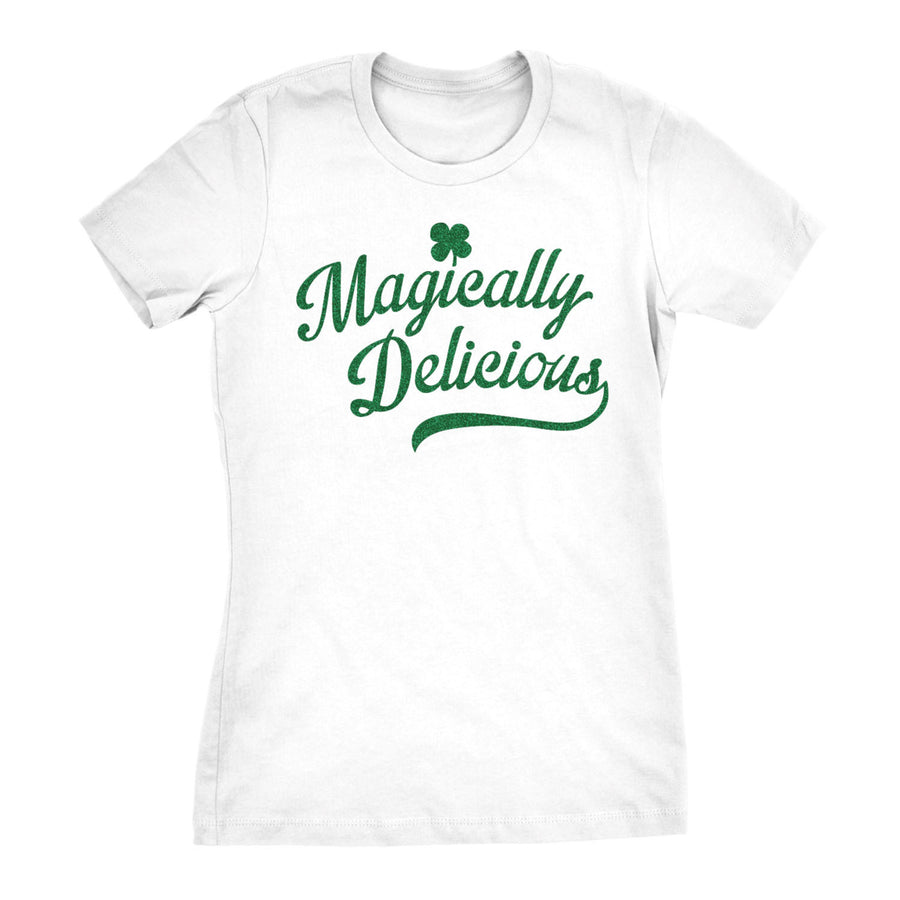 Womens Magically Delicious T Shirt Funny Shamrock Irish Tee Image 1