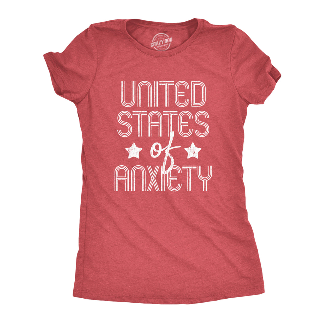 Womens United States Of Anxiety Tshirt Funny Social Distance USA Quarantine Graphic Tee Image 1