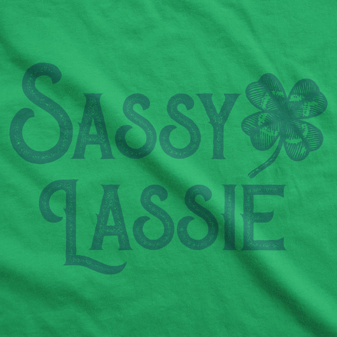 Womens Sassy Lassie T Shirt Funny Saint Patricks Day Cute Outfit St Patty Tee Image 2