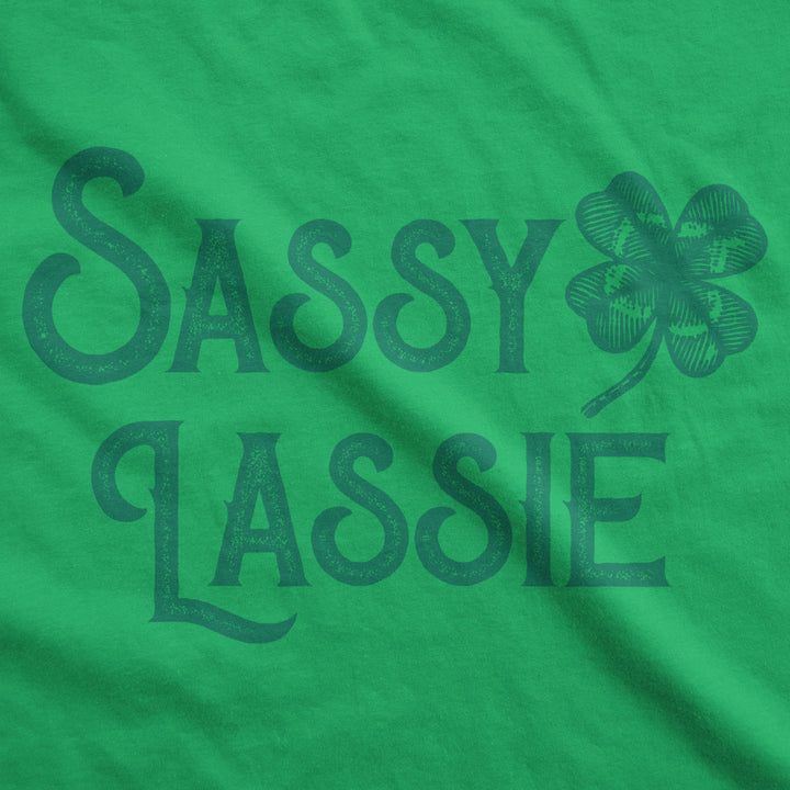 Womens Sassy Lassie T Shirt Funny Saint Patricks Day Cute Outfit St Patty Tee Image 2