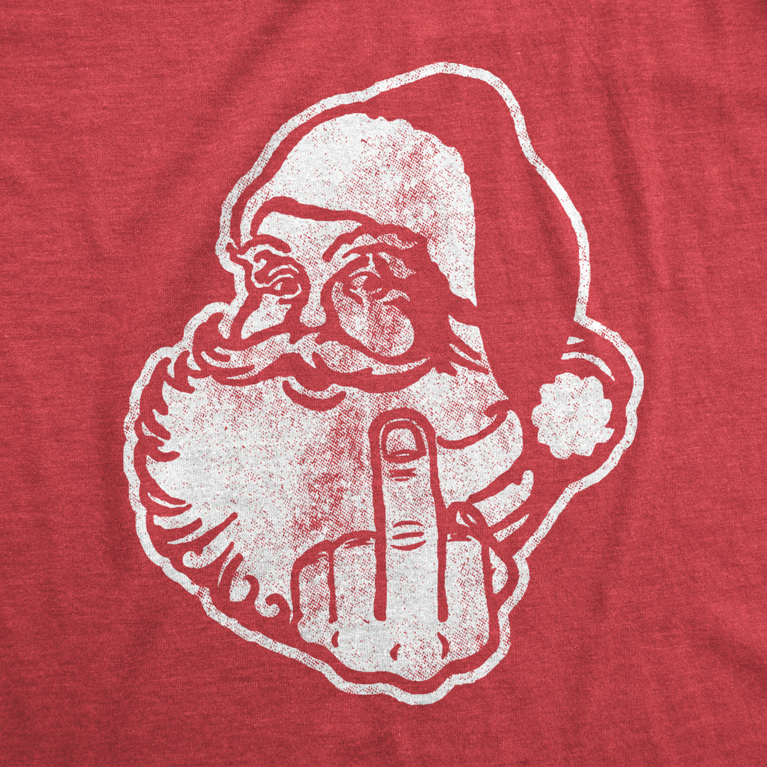 Womens Middle Finger Santa T shirt Funny Christmas Gift Offensive Graphic for Her Image 2