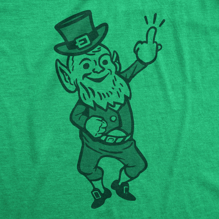 Womens Leprechaun Middle Finger Tshirt Funny St Patricks Day Graphic Novelty Tee Image 2