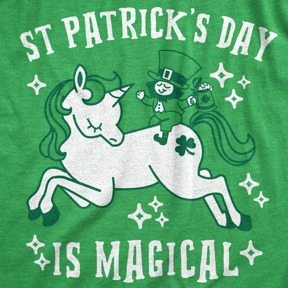 Womens Saint Patricks Day Is Magical T Shirt St Funny Leprechaun Unicorn Shirt Image 2