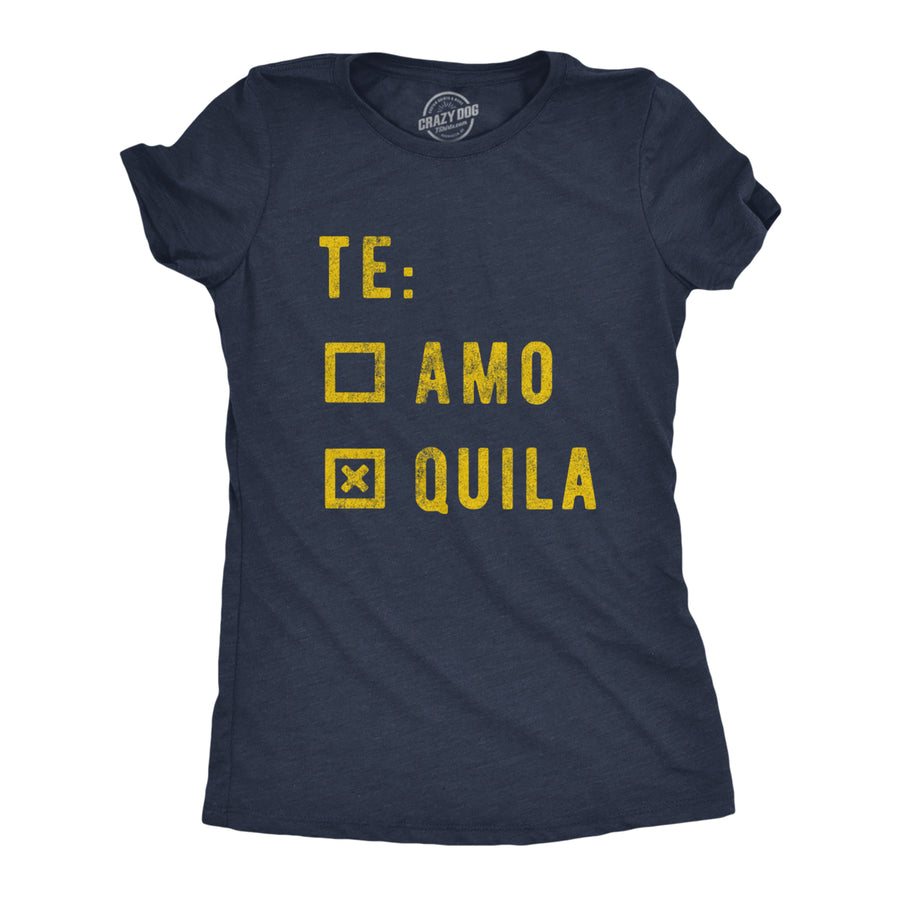 Womens Te amo Tequila Tshirt Funny Taco Tuesday Margarita Graphic Tee Image 1