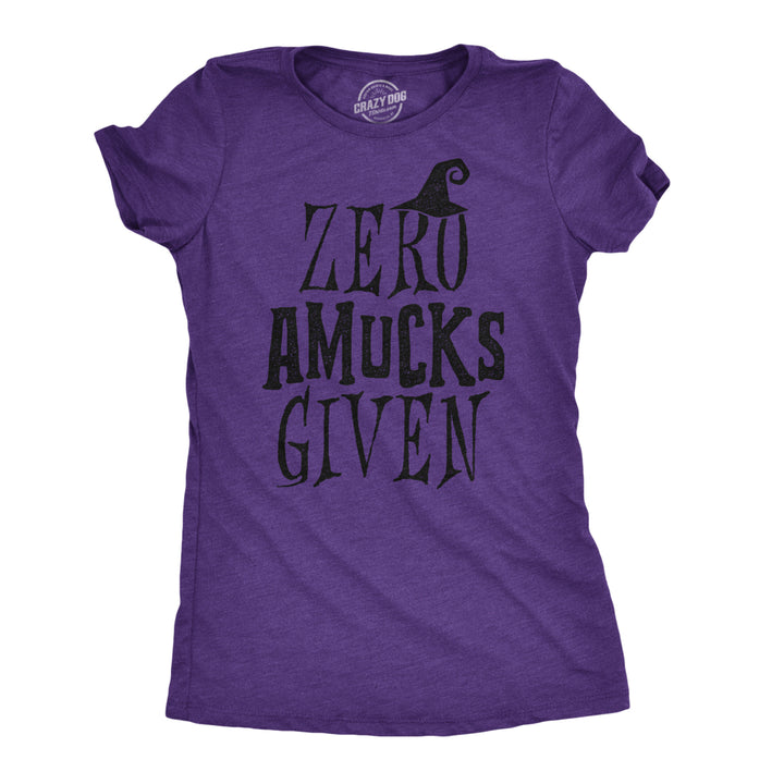 Womens Zero Amucks Given Tshirt Funny Halloween Witch Tee Image 1