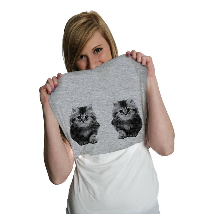 Womens Ask Me About My Kitties Flip T shirt Funny Face Cool Tee Image 1