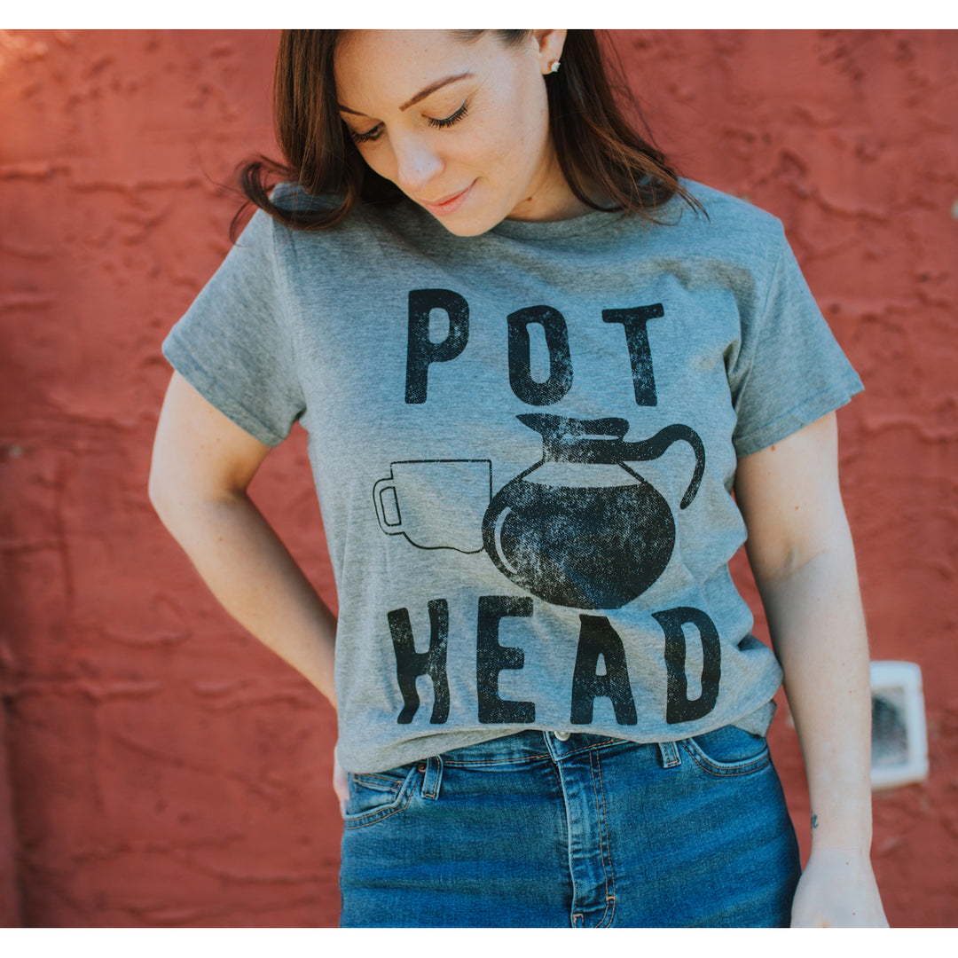 Womens Pot Head T Shirt Funny Coffee Sarcastic Cool Tee Caffeine Tee Image 4