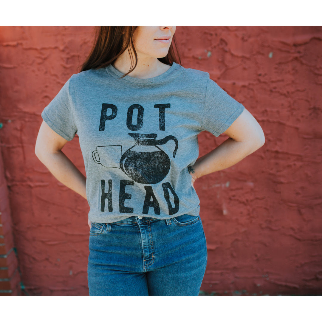 Womens Pot Head T Shirt Funny Coffee Sarcastic Cool Tee Caffeine Tee Image 4