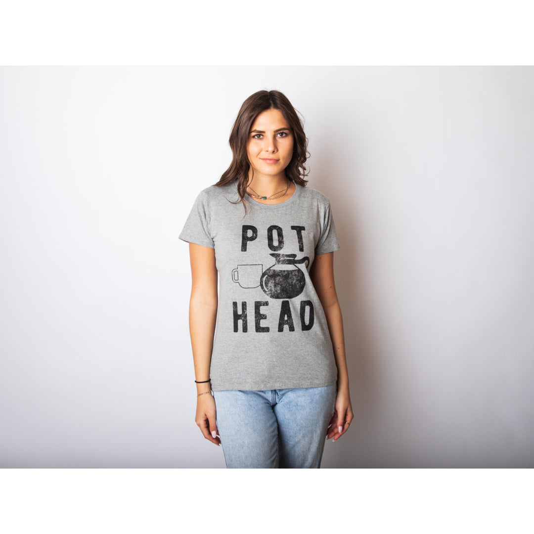 Womens Pot Head T Shirt Funny Coffee Sarcastic Cool Tee Caffeine Tee Image 6